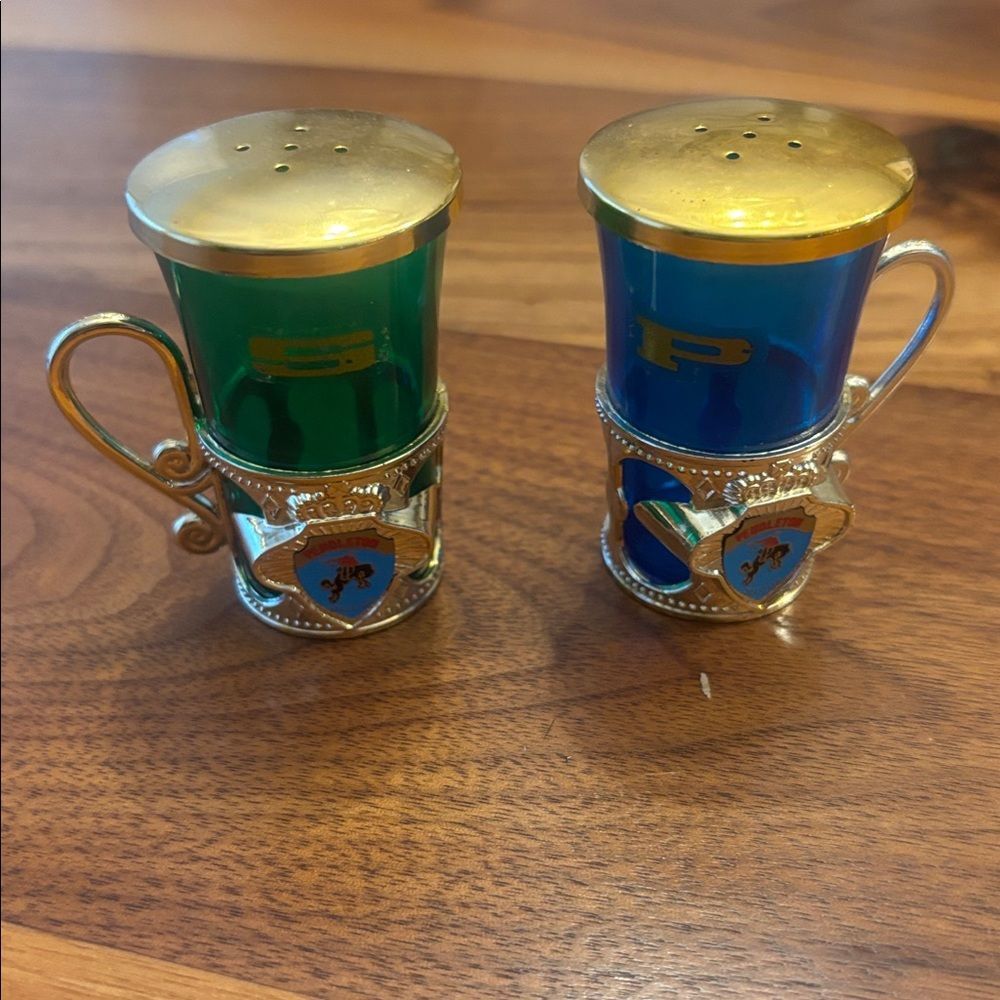 Salt & Pepper Shaker Blue Green Set Pendleton Oregon Marked Japan